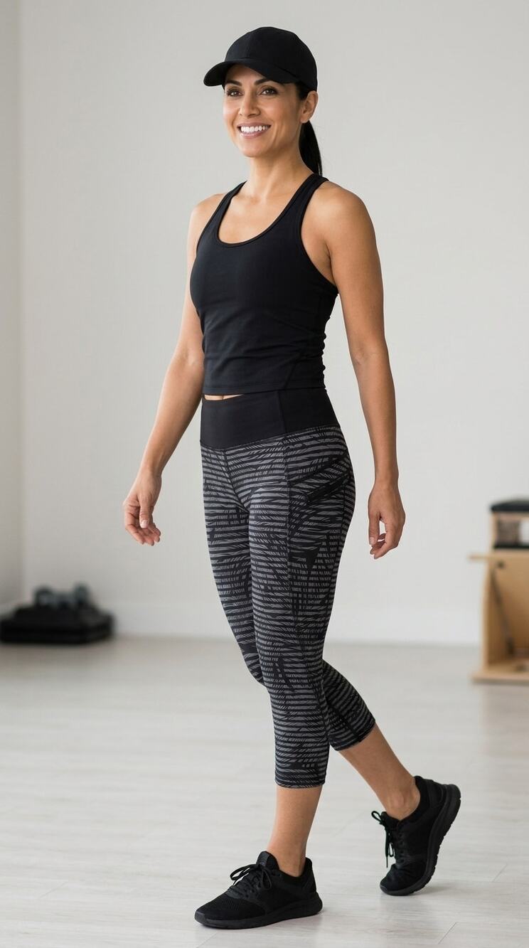 Lululemon Black Striped Cropped Activewear Leggings Women See Measurements